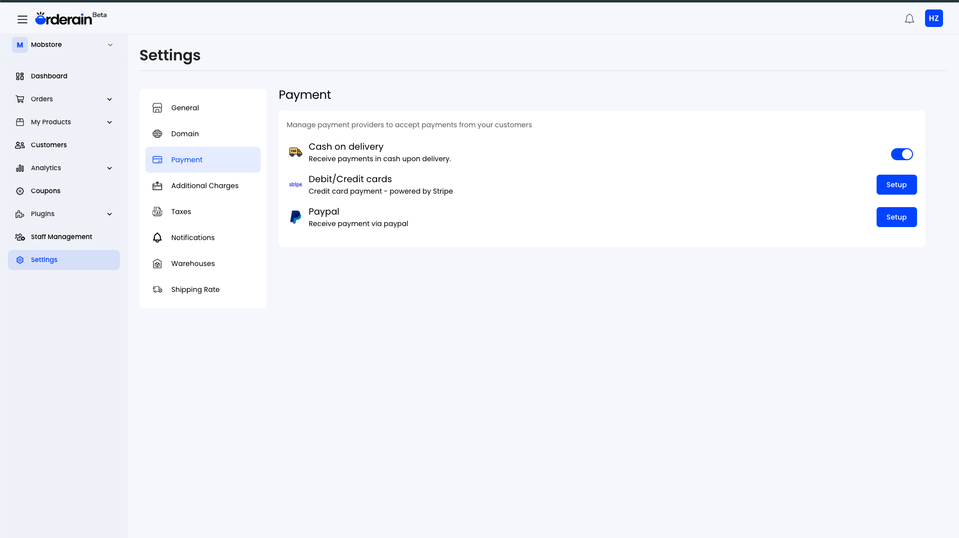 Store Settings Configuration